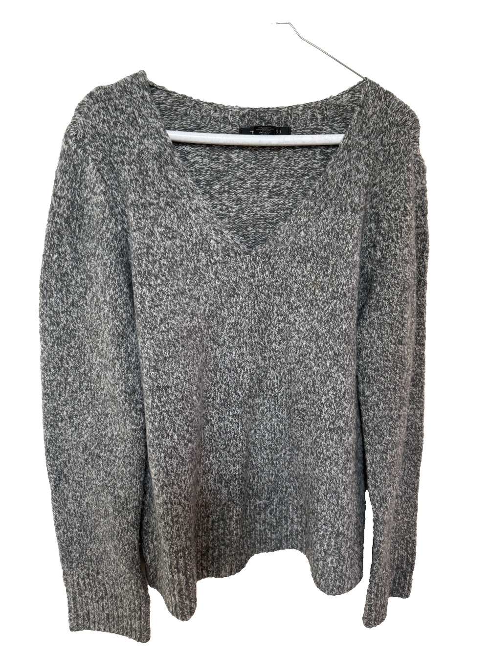 Tahari Heathered Gray Chunky Knit Sweater Size L College Casual Indie Sleeze